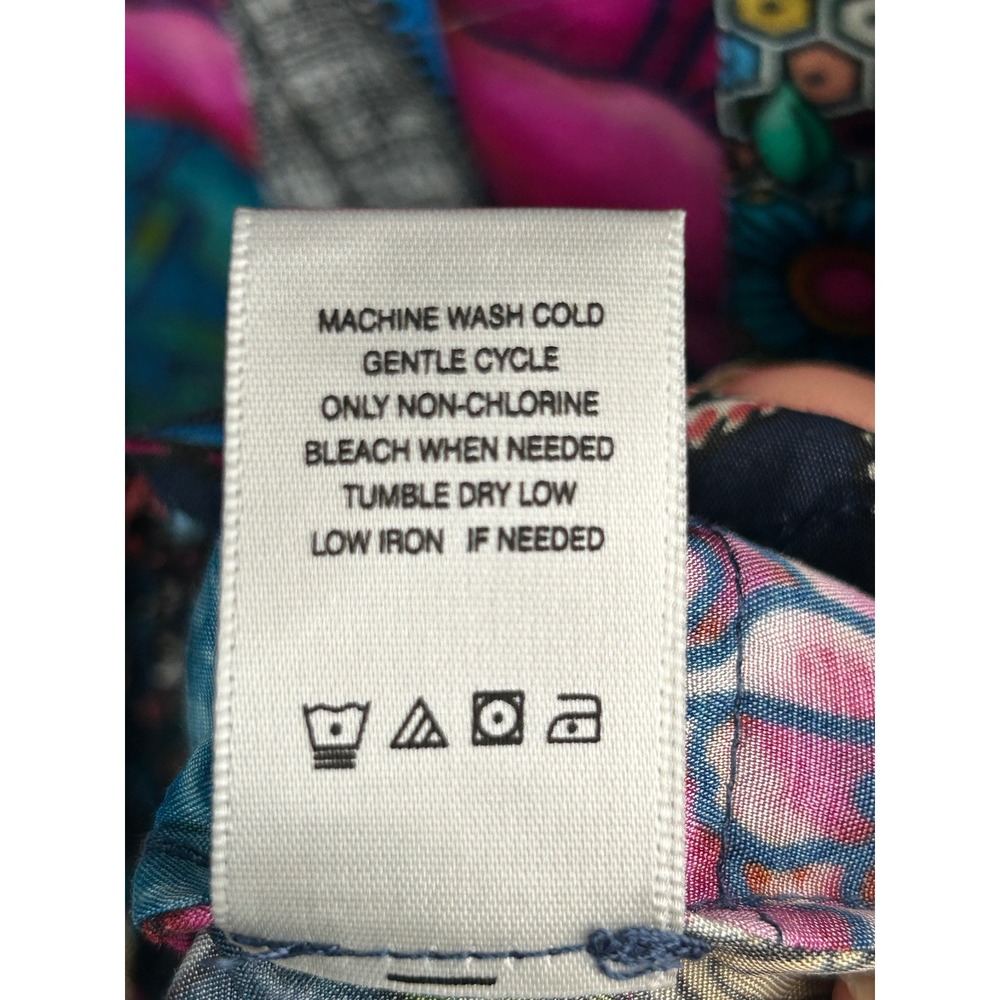 JOHN MARK Patchwork Blue Floral Print Button Up S… - image 9